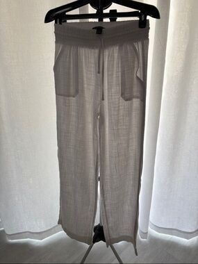 Hot Kiss White Wide-Leg Drawstring 💯 Cotton Pants